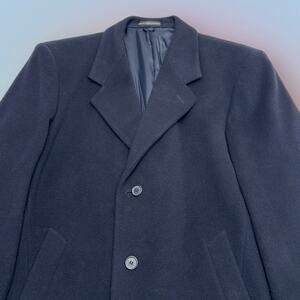 JOHN WEITZ Men’s 42R Navy Blue Wool Trench Coat
